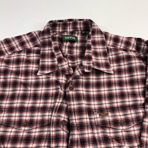 Orvis XL THIN FLANNEL EUC Mens Button Front Long Sleeve Casual Shirt Red - Picture 1 of 7